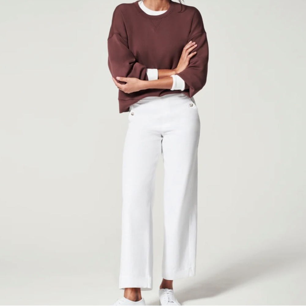 Stretch Twill Cropped Wide Leg Pant